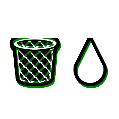 Garbo Succus Logo (a trash can and a droplet emoji)